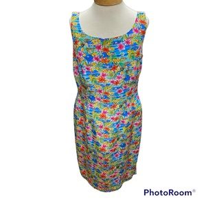 Maggy London 100% Silk Sleeveless Lined Dress Size 10 Vibrant Tropical Fun Print
